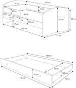 Παιδικό Κρεβάτι Belossi-Ροζ - Λευκό-140 x 70-Με προστατευτικό - Image 3