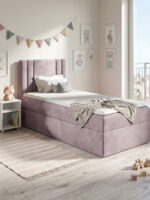Επενδυμένο κρεβάτι Carmen Mini-Roz-100 x 200-Deksia - Image 2