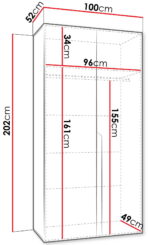 Ντουλάπα Mila I-Γκρεζ - Χρυσό-Μήκος: 100 εκ. - Image 3