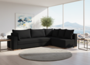 Γωνιακός καναπές Trendy-Αριστερή-285φ 185β εκ.-Μαύρο - Image 2