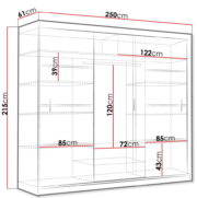 Ντουλάπα Vista-Μήκος: 250 εκ.-Λευκό - Image 4