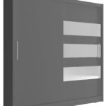 Ντουλάπα Cosmo συρόμενη-180 x 62 x 200 εκ.-Γκρι