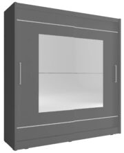 Ντουλάπα Walla συρόμενη-200 x 62 x 214 εκ.-Γκρι