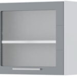 Ντουλάπι κρεμαστό Hudson V5-60-1KS με βιτρίνα-Λευκό - Γκρι