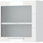Ντουλάπι κρεμαστό Hudson V5-60-1KS με βιτρίνα-Λευκό - Λευκό γυαλιστερό