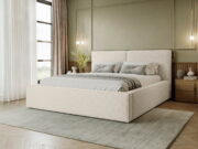 Επενδυμένο κρεβάτι Santos-Beige-180 x 200 - Image 2