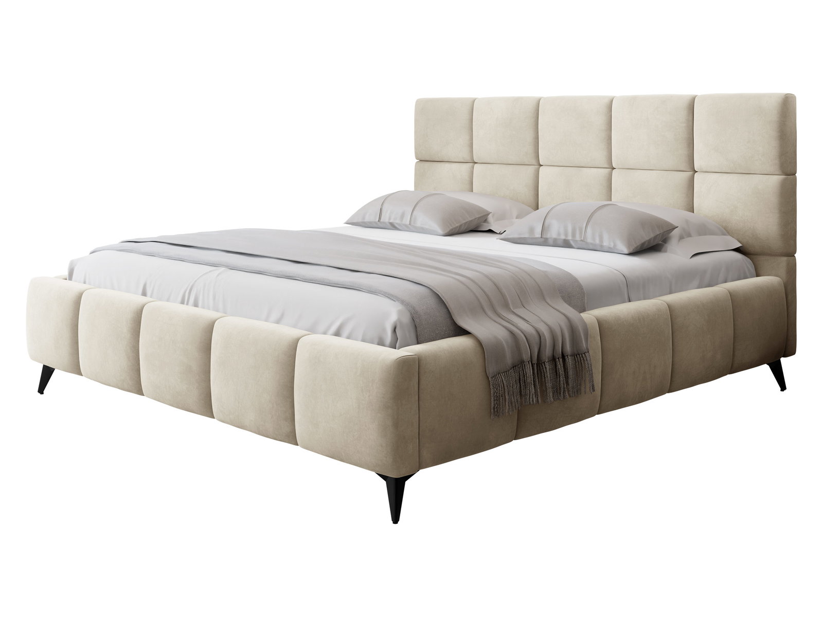 jte7mktfs7y7fp5xxhdahtlp9zdx Επενδυμένο Κρεβάτι Amber Velluto-Μπεζ-160 x 200 - Image 1