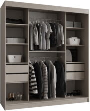 Ντουλάπα Bahrajn Curves 180 συρόμενη-Cashmere-Μήκος: 180εκ - Image 5