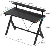 Γραφείο Gaming Hero 1.9 RGB – Μαύρο - Image 3