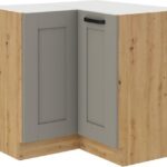 Επιδαπέδιο ντουλάπι γωνιακό Nelor 90x90 DN 2F BB-Γκρι σπέσιαλ - Φυσικό