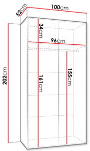 Ντουλάπα Andrew III 100 Δίφυλλη-Λευκό - Image 3