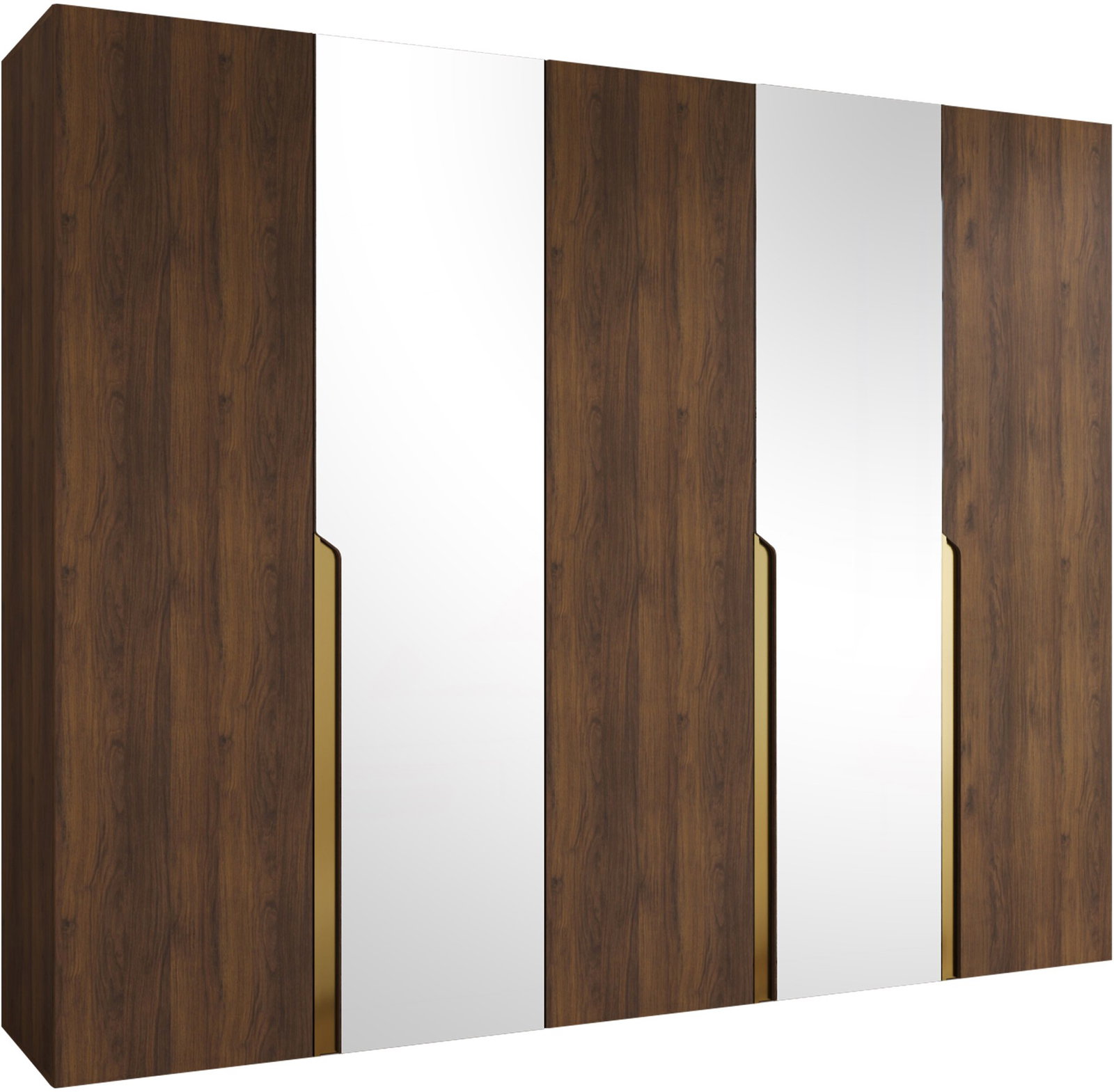 ik9ulz263jtg2qhr5817p2oryv9o Ντουλάπα Mila I-Καφέ - Χρυσό-Μήκος: 250 εκ.-Με καθρέπτη - Image 1