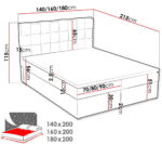 Επενδυμένο κρεβάτι Malmo Box-Gkri Skouro-140 x 200 - Image 3
