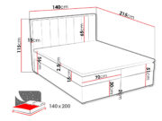 Επενδυμένο κρεβάτι ideal Box-Mple-140 x 200 - Image 3