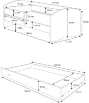 Παιδικό Κρεβάτι Belossi-140 x 70-Με προστατευτικό-Leuko-Roz - Image 3