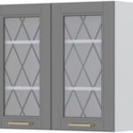 Ντουλάπι κρεμαστό Tahoma V7-80-2KS με βιτρίνα-Γραφίτης