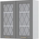 Ντουλάπι κρεμαστό Tahoma V9-90-2KS με βιτρίνα-Γραφίτης