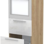 Επιδαπέδιο ντουλάπι φούρνου ψηλό Raval K14-60-2MB-Δρυς - Λευκό γυαλιστερό