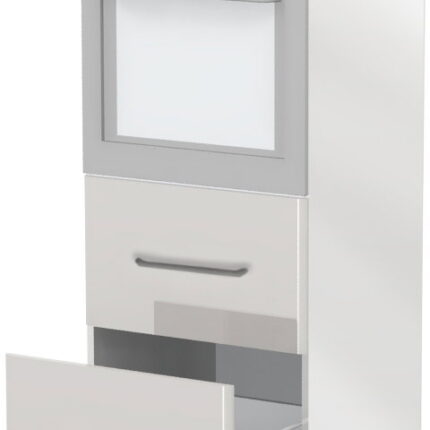 Επιδαπέδιο ντουλάπι φούρνου ψηλό Modena K14-60-2MB-Λευκό γυαλιστερό - Γκρι Ανοιχτό