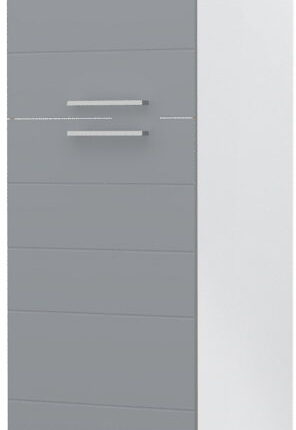Επιδαπέδιο ντουλάπι ψηλό Hudson K23-60-1KF-Λευκό γυαλιστερό - Γκρι