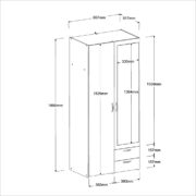Ντουλάπα Dorm δίφυλλη με καθρέπτη-Leuko - Image 3