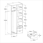 Ντουλάπα Dorm δίφυλλη με καθρέπτη-Leuko - Image 5