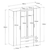 Ντουλάπα Dorm τετράφυλλη με καθρέπτη-Leuko - Image 3