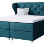 Επενδυμένο κρεβάτι Bakarat-Petrol-160 x 200
