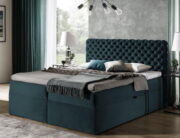 Επενδυμένο κρεβάτι Chesterfield-Petrol-200 x 200 - Image 2