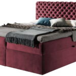 Επενδυμένο κρεβάτι Chesterfield-Kokkino-140 x 200