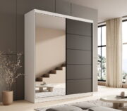 Ντουλάπα Shelvia 180 συρόμενη -Leuko-Mauro - Image 2