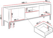 Έπιπλο τηλεόρασης Como 2D1SZ-Fusiko-Mavro - Image 2