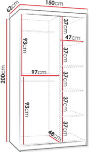 Ντουλάπα Wika συρόμενη-Cashmere-Μήκος: 150 εκ. - Image 3