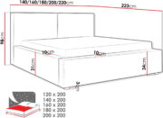 Επενδυμένο κρεβάτι Santos-Beige-200 x 200 - Image 3