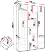 Ντουλάπα Como I-Cashmere - Χρυσό-Μήκος: 160εκ - Image 3