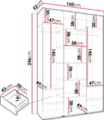 Ντουλάπα Como III-Λευκό - Μαύρο-Μήκος: 160εκ - Image 3