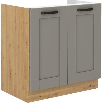 Επιδαπέδιο ντουλάπι νεροχύτη Nelor 80 ZL 2F BB-Γκρι σπέσιαλ - Φυσικό