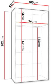 Ντουλάπα Andrew II 100 Δίφυλλη-Μαύρο - Image 3