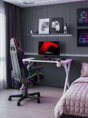 Γραφείο Gaming Hero 2.3 RGB – Λευκό - Image 2