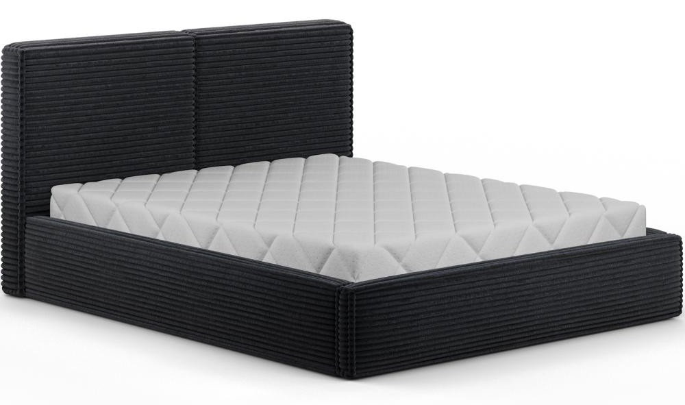 3bqr4yjf2whquj2mjckl2i7rdjic Επενδυμένο κρεβάτι Milora-Μαύρο-140 x 200 - Image 1