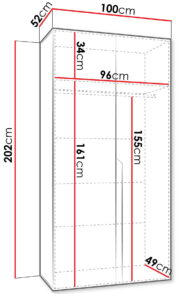 Ντουλάπα Mila I-Μαύρο-Μήκος: 100 εκ. - Image 3