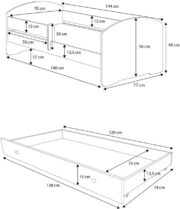 Παιδικό Κρεβάτι Belossi-Ροζ - Λευκό-140 x 70-Με προστατευτικό - Image 3