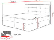Επενδυμένο Κρεβάτι Luanda-Γκρι Ανοιχτό-140x200
