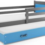 Κρεβάτι Riccon II-Γραφίτης-Μπλε-200 x 90