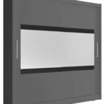 Ντουλάπα Mallory συρόμενη-200 x 62 x 214 εκ.-Γκρι