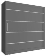 Ντουλάπα Maritina συρόμενη-180 x 62 x 200 εκ.-Γκρι