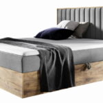 Επενδυμένο κρεβάτι Wood 4-Gkri-200 x 200