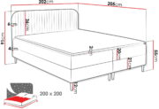 Επενδυμένο κρεβάτι Box Best I-Ladi-200 x 200 - Image 3