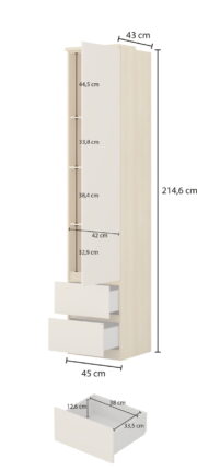 Βιβλιοθήκη Raton Slim IV-Φυσικό – Μπεζ - Image 3