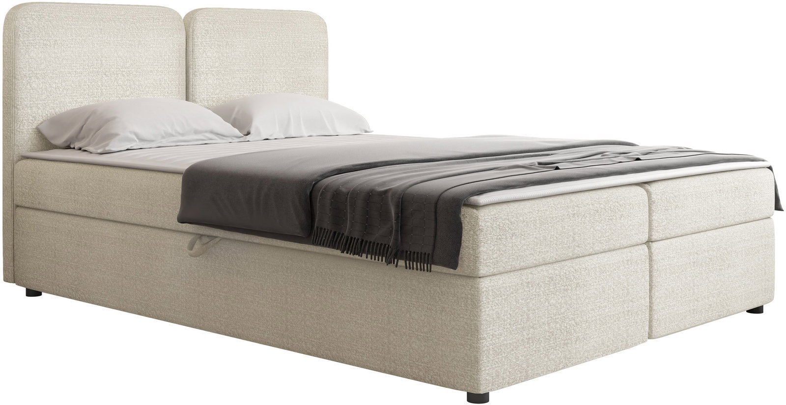 7dk6irl615nf9a6pphsumlm166jr Επενδυμένο κρεβάτι Boho-160 x 200-Εκρού - Image 1